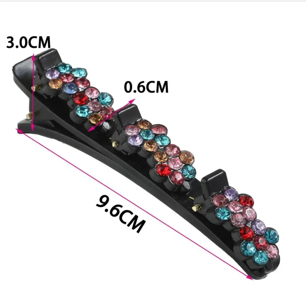 ☀️ 🇺🇸 Set of 6 Sparkling Crystal Stone Braided Hair Clips